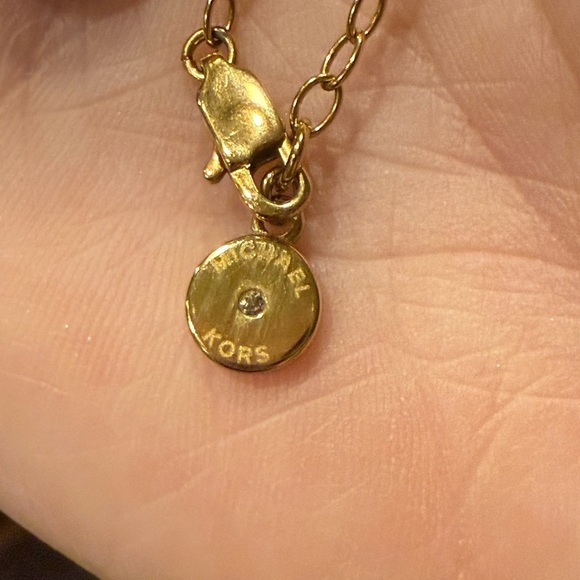 Michael Kors Gold Plated  Double Layered Heart MK Crystal Lock Necklace - Picture 8 of 11